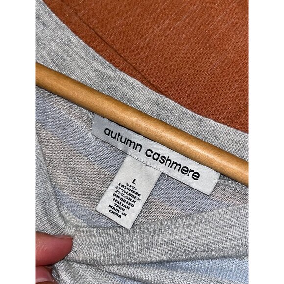 Autumn Cashmere Sweater  Cashmere Silk Gray & Light Blue Metallic Women Size L - Picture 6 of 8